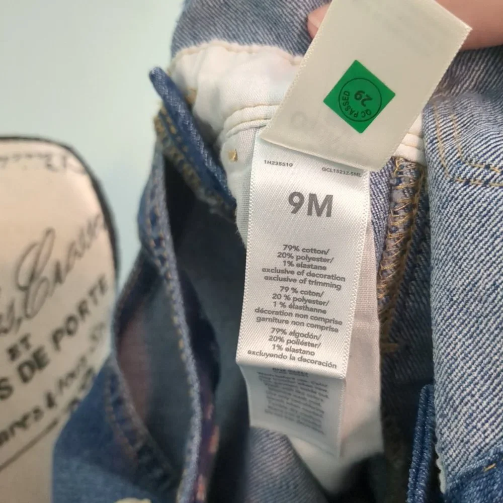 OshKosh Girl Flower Denim Blue Jean Overalls 9 months